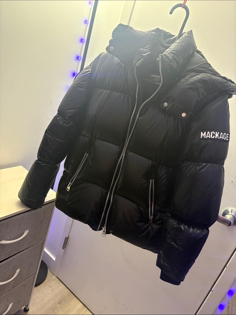 Mackage Black Quilted Down Puffer Jacket with Hood